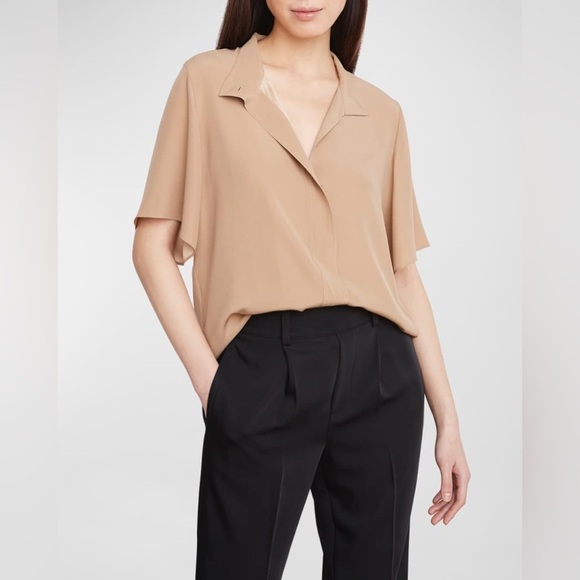 Vince Tops - Vince Short-Sleeve Stand-Collar Button-Front Shirt